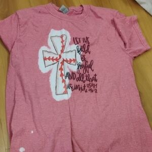 Pink Short Sleeve Tee with Amazing Grace Graphic